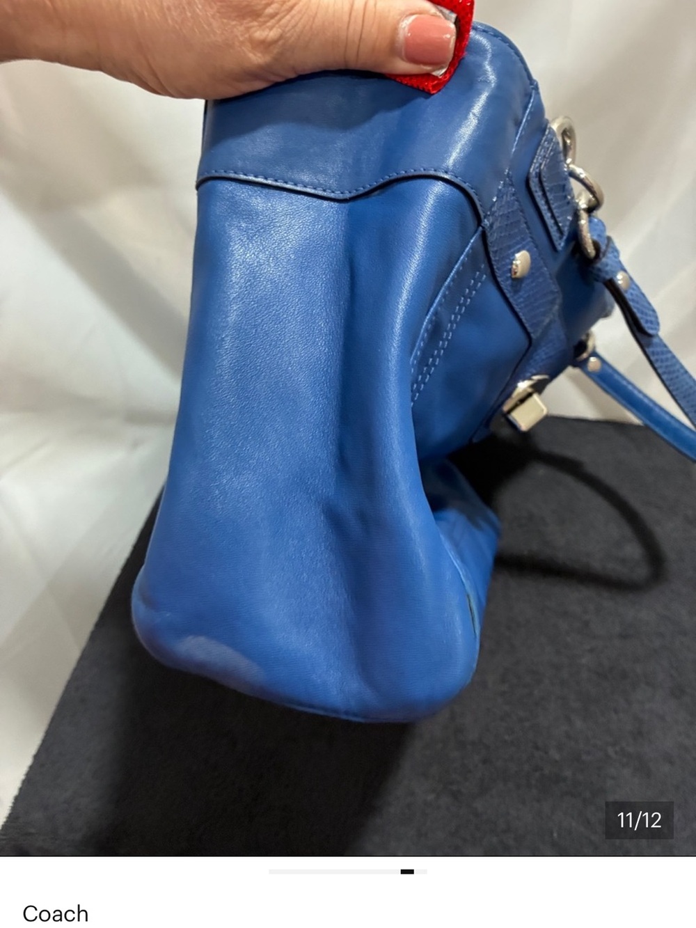 Coach Blue Leather Shoulder Bag with Pink Turn-Lock - Picture 10 of 11